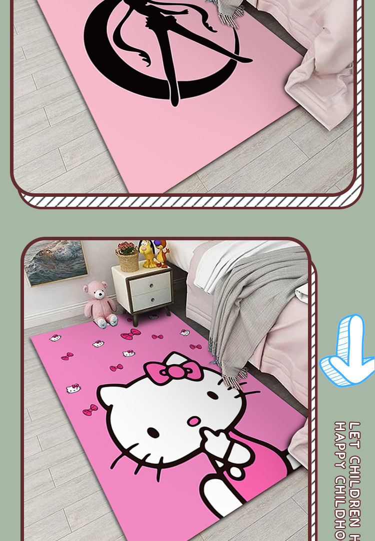 少女心卡通地毯卧室网红可爱床边毯耐脏家用房间垫满铺大面积卡通猫