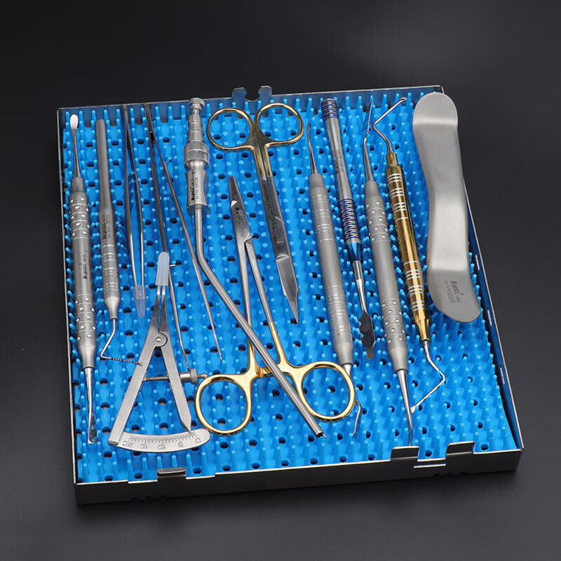 牙科不锈钢手术器械消毒盒口腔种植外科工具收纳管理盒放置架 硅胶垫