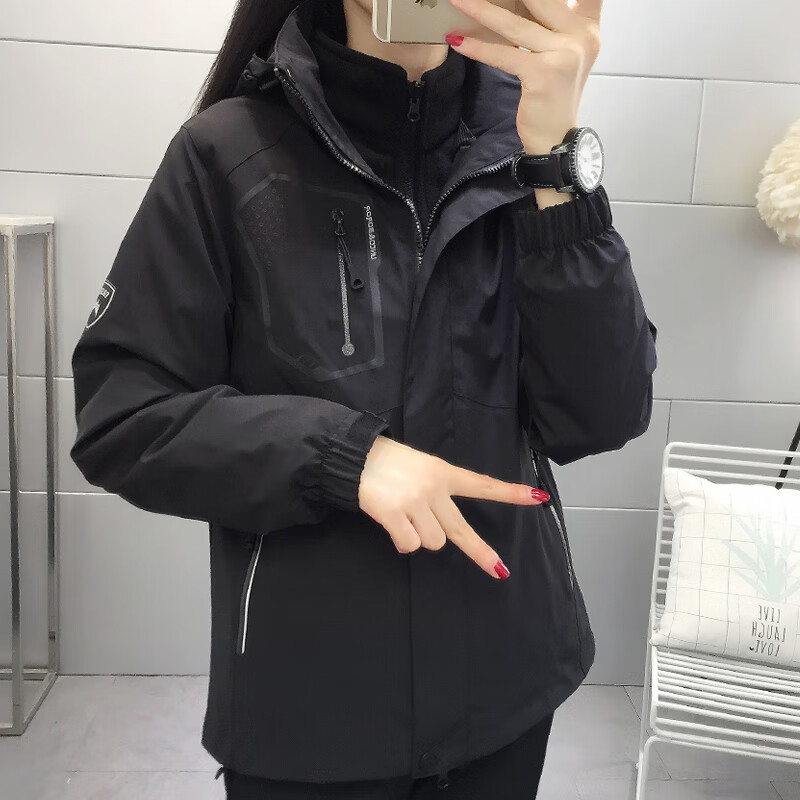 泰起冬季冲锋衣女三合一潮牌加绒加厚两件套可拆卸外套情侣男士登山服