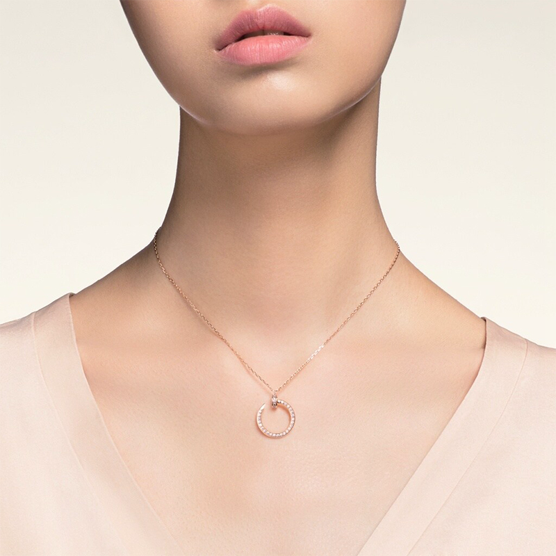 cartier卡地亚justeunclou钉子项链玫瑰金色一边满钻b30470代购预售