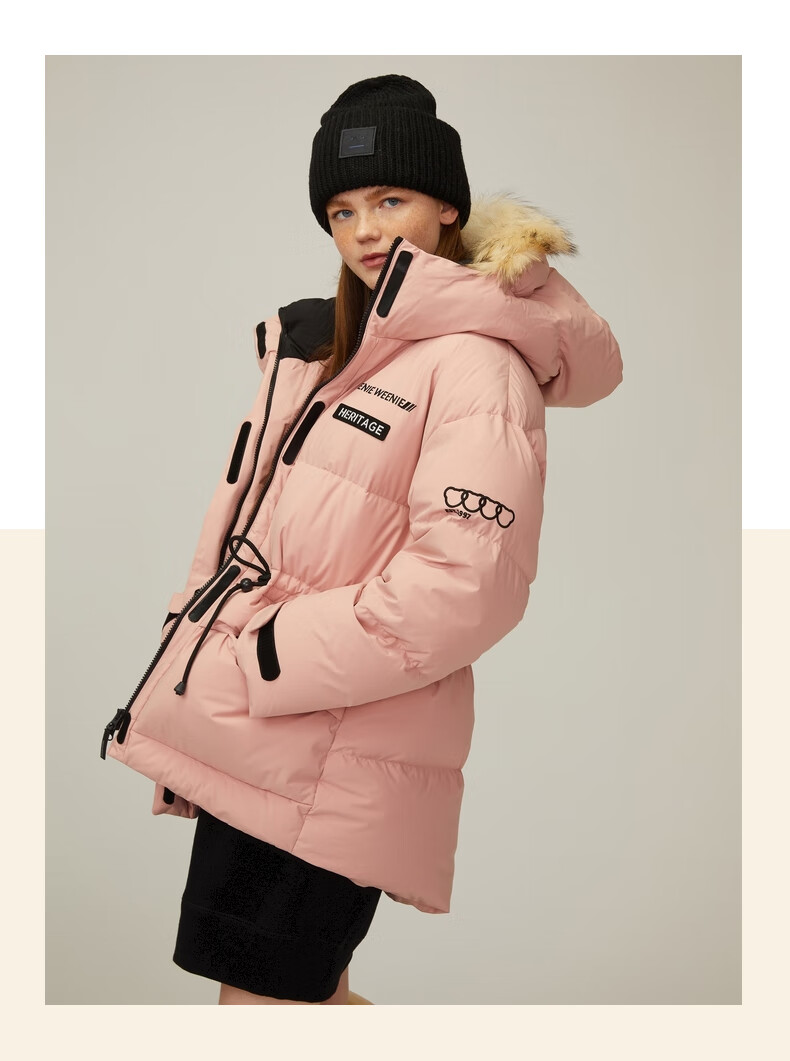 赵露思同款teenieweenie小熊短款暖暖37度羽绒服女三防面料冬粉色165m