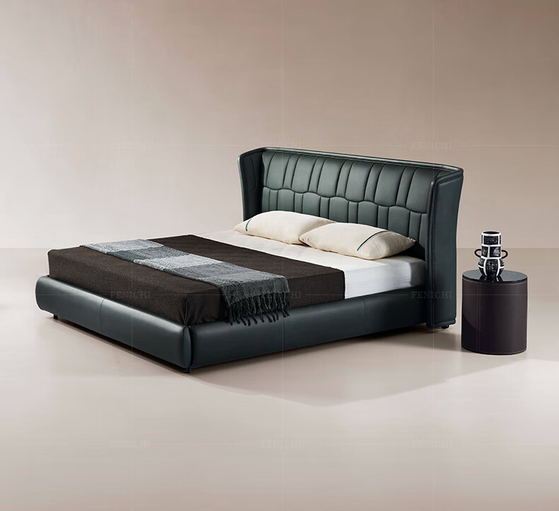 菲尼其(furniture) 意式极简头层牛皮双人床意大利设计师1.