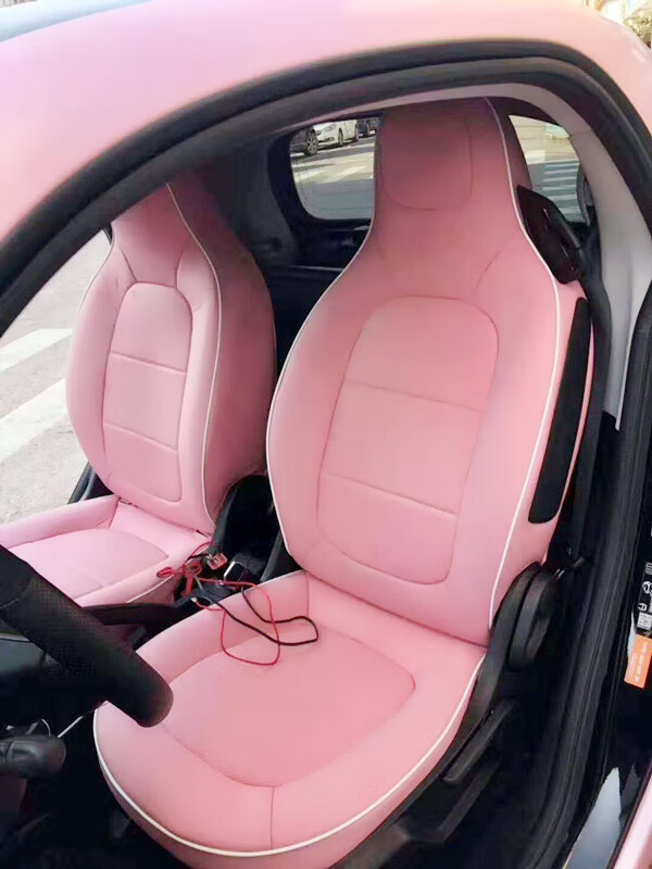 100e200e300汽车座垫套全包smart知豆d1d2众泰奇瑞eq1坐垫套 2座 粉色