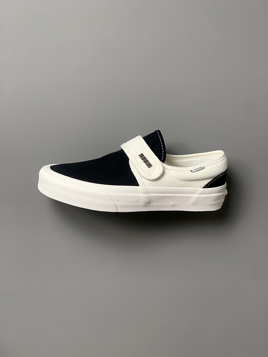 fog板鞋fog潮牌魔术贴粘扣帆布鞋黑白拼色板鞋低帮简约高级感小众日系