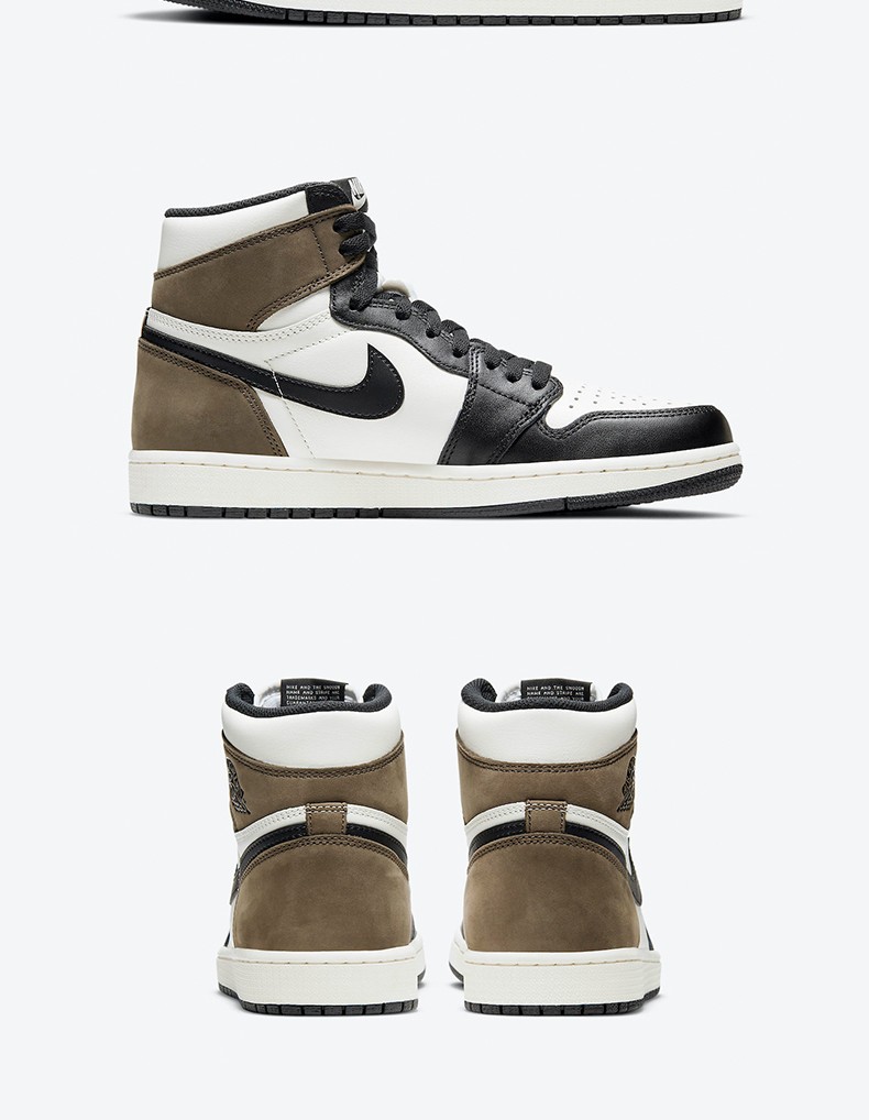 nike耐克 air jordan 1 retro high黑摩卡小倒钩篮球鞋 575441-105