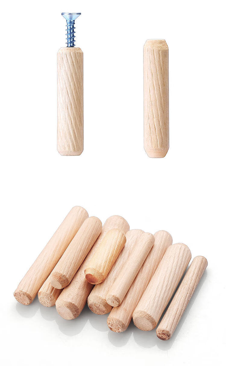 m6810x30mm家具连接件三合一圆木榫木塞木棒木钉楔子斜纹木肖m8x40100