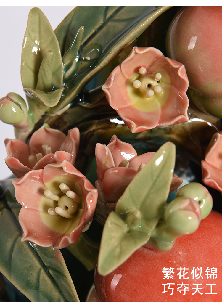 创意客厅美式家居插花酒店陶瓷花瓶摆件家居饰品9 古绿金口石榴瓶款二