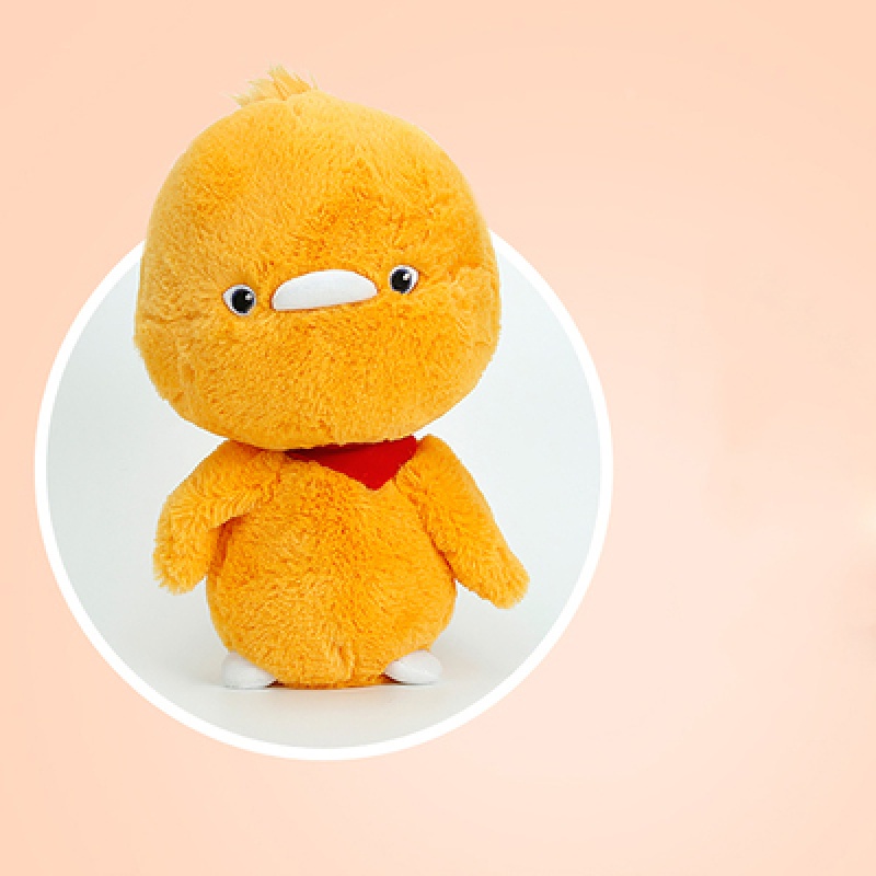卡通小鸡彩虹毛绒公仔女孩睡觉玩偶动漫可爱萌娃娃宝宝玩具 新版小红