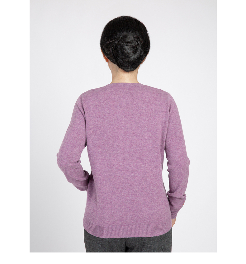老美华秋冬新款毛衣女短款中老年人妈妈羊毛宽松洋气圆领休闲保暖 酒