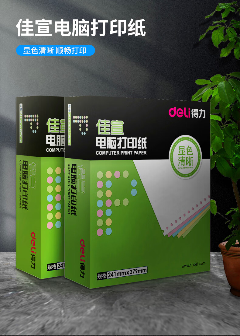 得力佳宣电脑打印纸针式打印纸500页发票纸出库清单一联二等分500页