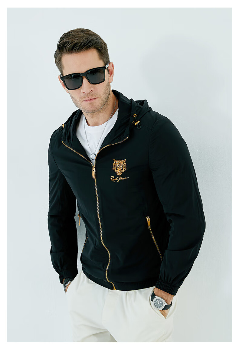 raidyboer雷迪波尔春夏新品男士时尚休闲系列简约连帽夹克3008黑色