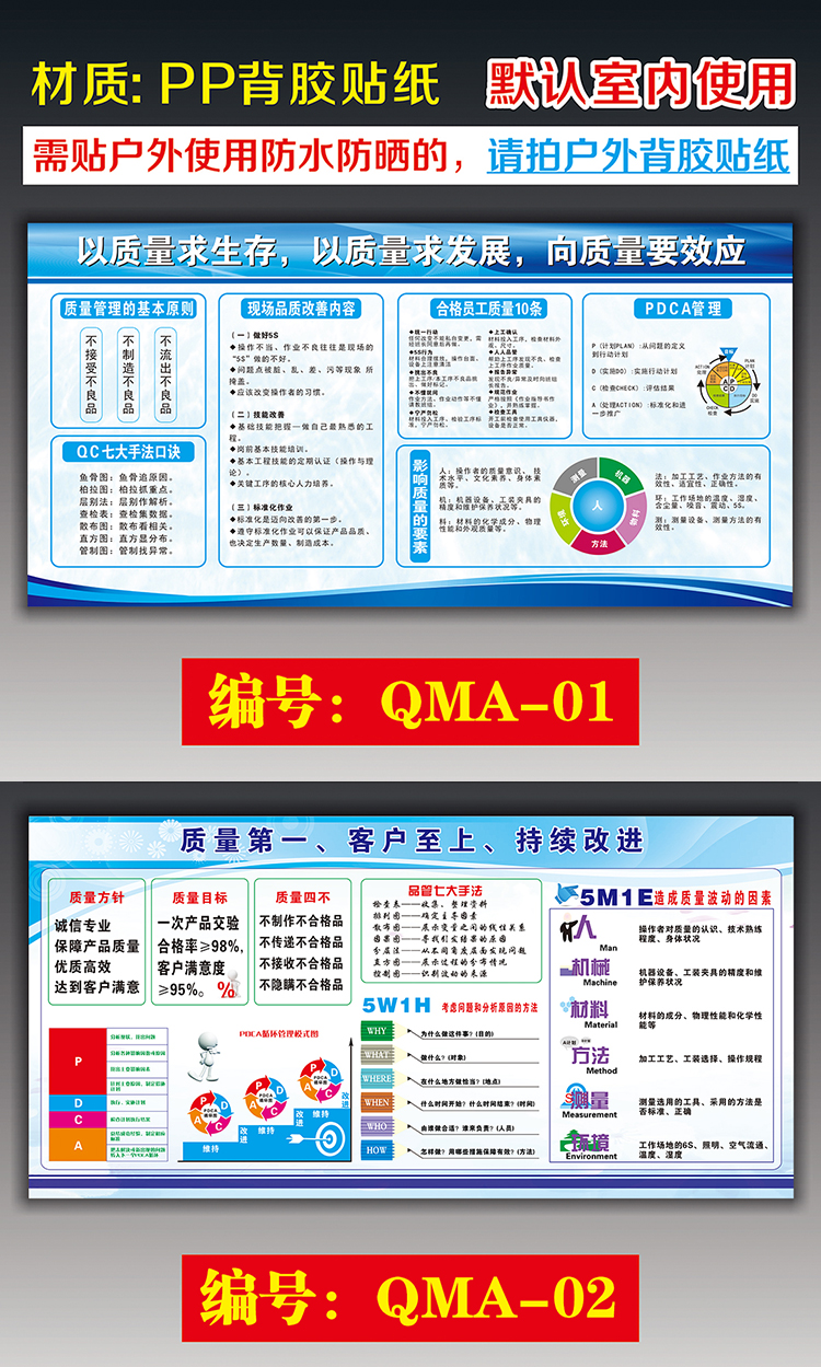 公司車間安全生產質量管理宣傳看板海報企業工廠品質宣傳欄掛畫貼qm