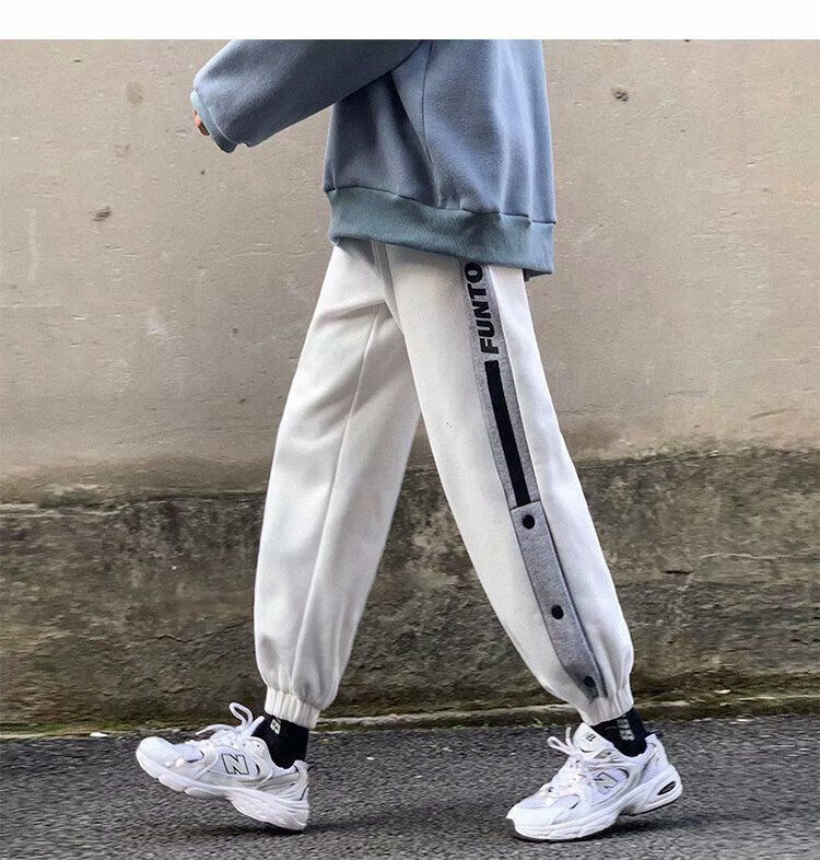 nike耐克秋冬季半开扣排扣裤男篮球裤男休闲裤长裤男 白色nk加绒款 m