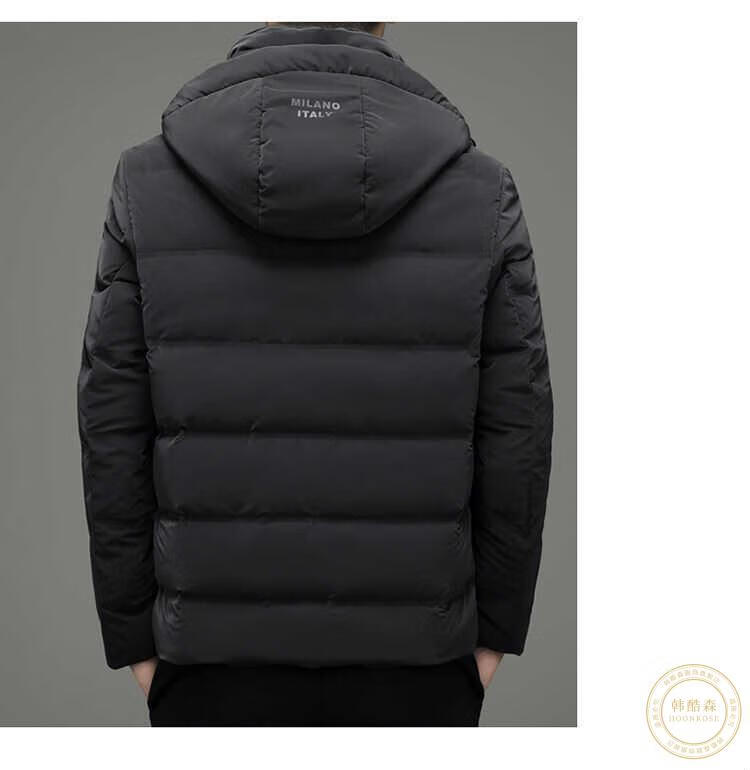 羽绒服男加厚保暖冬季新款商务休闲上衣90白鸭绒时尚百搭外套男深灰色