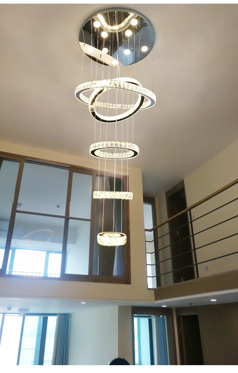 米光惠佳别墅复式楼大吊灯客厅灯轻奢水晶灯后现代简约loft公寓旋转