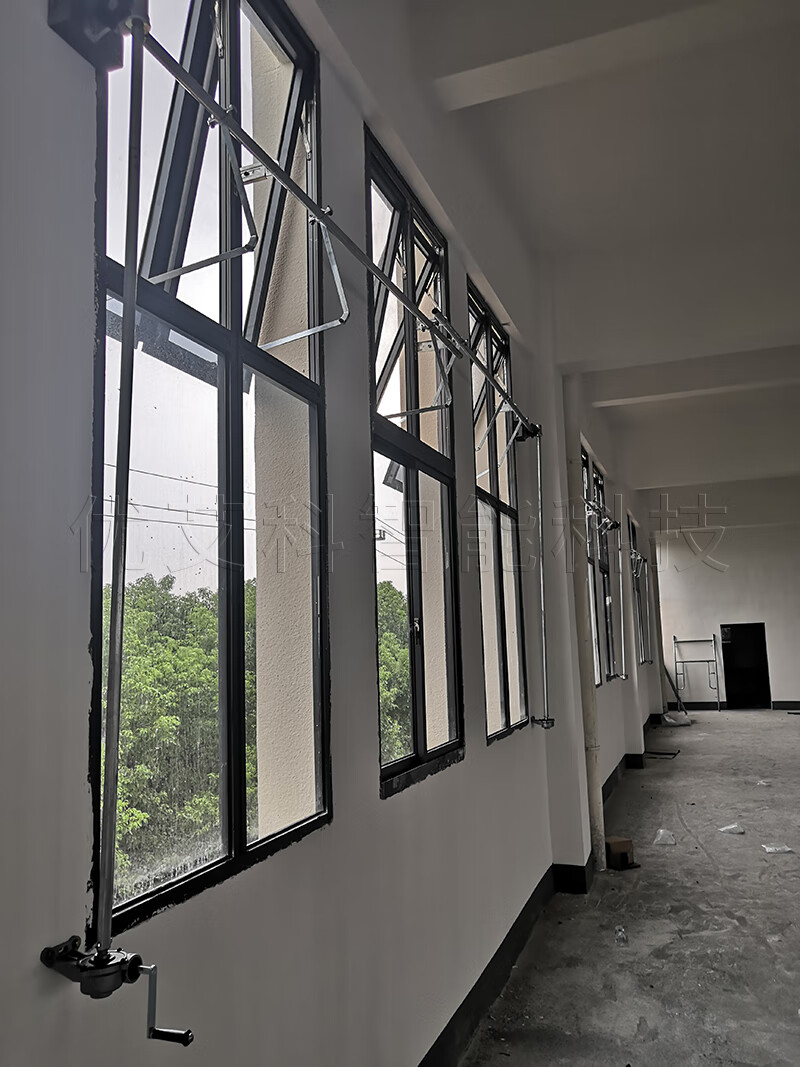 lzqly 手摇曲臂开窗器手动折臂多扇开窗机消防排烟通风窗一拖多高位平