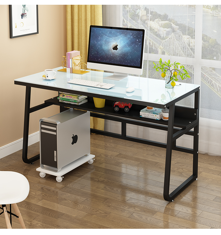 简易台式电脑桌直播桌学习桌钢化玻璃办公桌子卧室书桌简约写字桌 90*