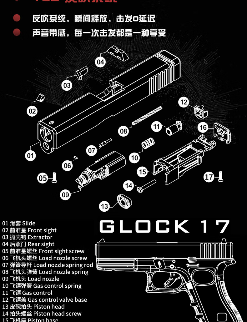 高端软弹枪kublai格洛克模型n1软弹枪空挂回趟玩具枪军改g17金属tti