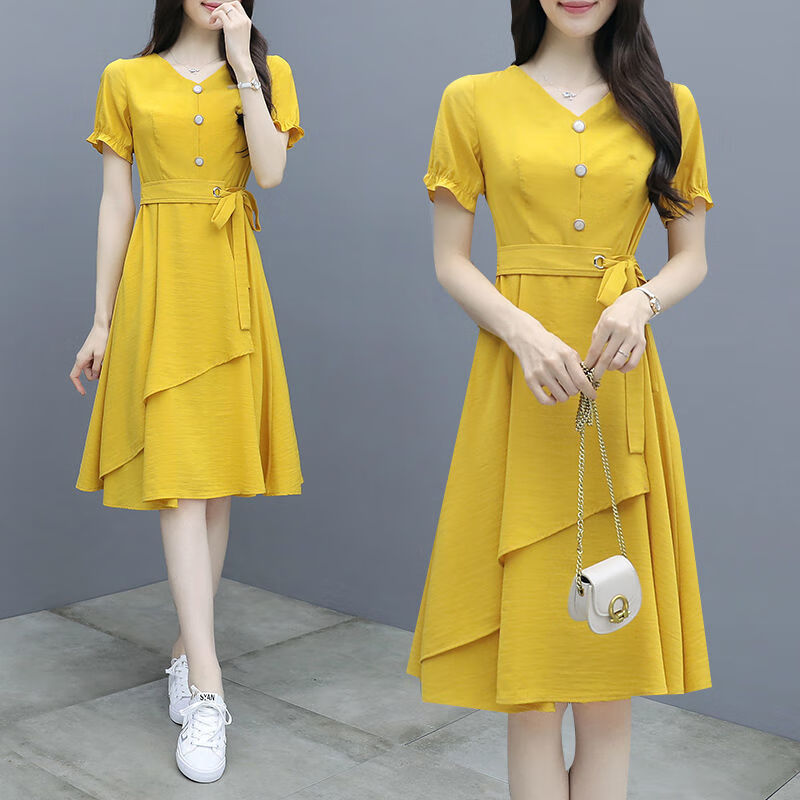 短袖连衣裙女夏季新款裙子2022夏季新款法式连衣裙女甜美仙女超仙森系