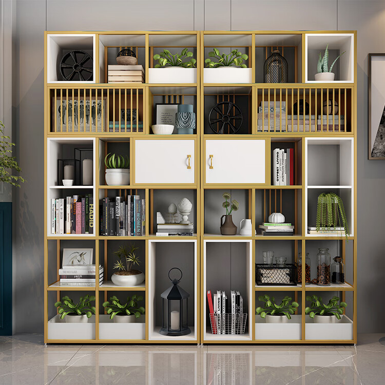 唐仪 铁艺书架隔断置物架创意书柜落地现代简约工业风书房办公室储物