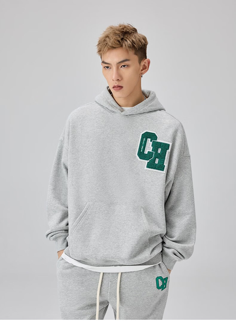 zbrt chinim ch 徽章系列 美式休闲连帽重磅卫衣男潮牌宽松字母