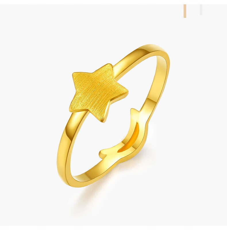 礼物六桂福珠宝星星黄金戒指足金999戒指指环女款电商专款10号圈口150