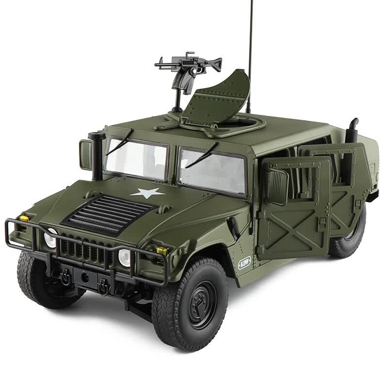 1/18大号开门合金悍马h1军事战车军车越野吉普车汽车模型玩具摆件 1