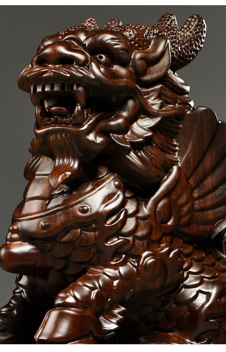 杞沐木雕瑞兽麒麟一对摆件实木质家居客厅电视柜玄关装饰工艺礼品麒麟