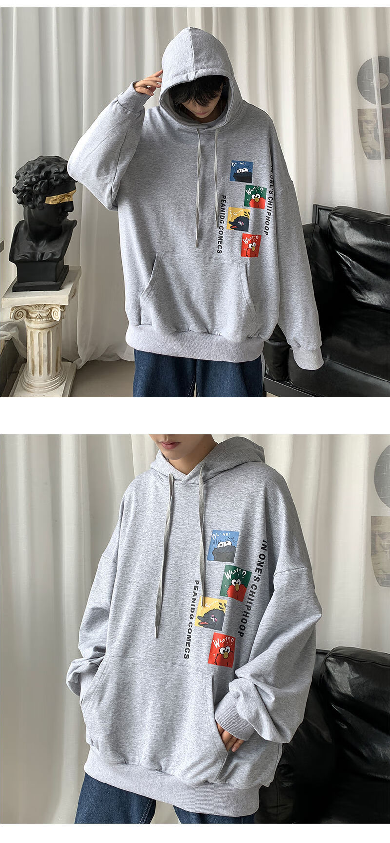 男装 卫衣 娜依淑 港风新款卡通印花卫衣男2020季潮流休闲运动衣服