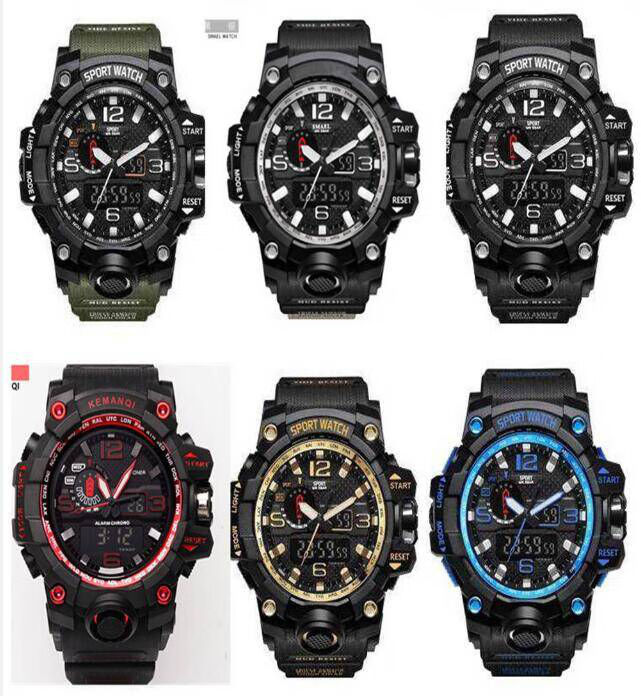 战狼2夜光多功能防水双显军迷手表运动户外大表盘手表男式 战狼卡其色