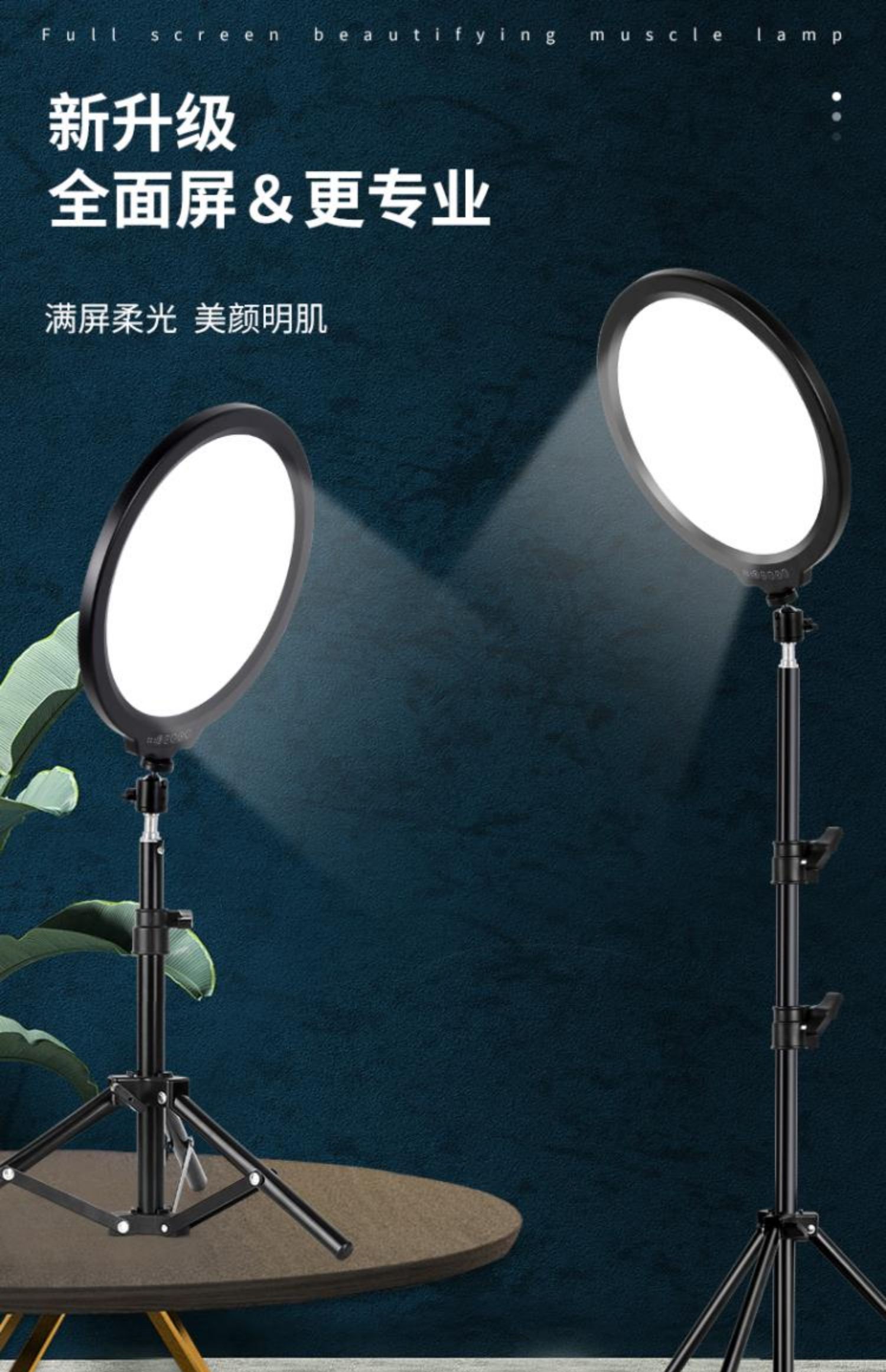 yngfn 手机直播补光灯主播用美颜嫩肤打光美颜灯室内桌面圆盘补光灯