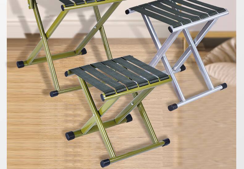 Grsaed Outdoor Folding Stool, Thickened Portable Small Stool, Fishing Chair, Bench, Travel Folding Chair, Army Gree 13