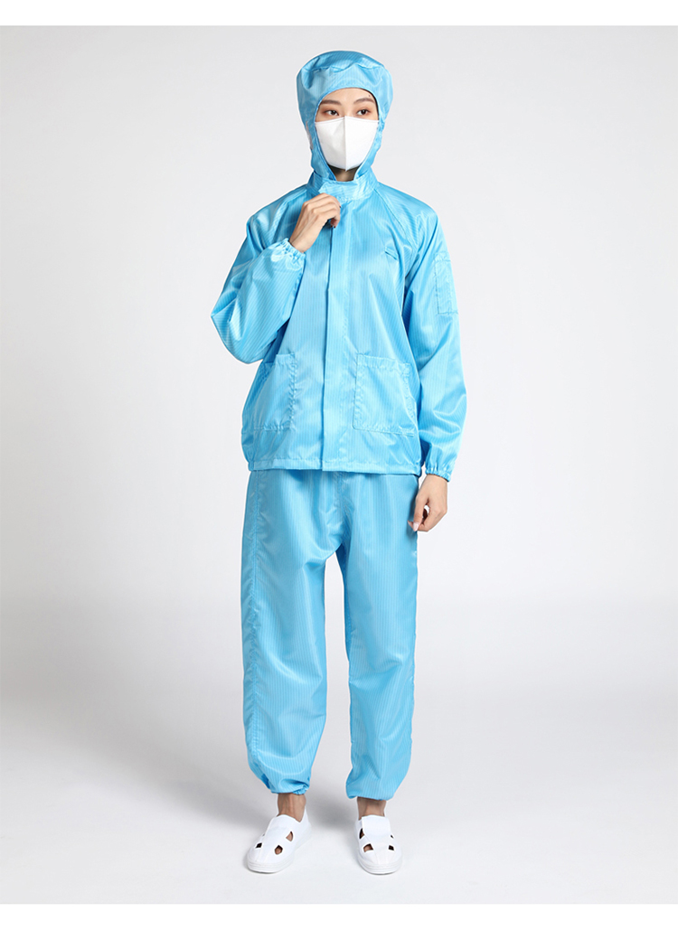 防静电服无尘静电衣工作服男女防尘服连帽分体身隔离服蓝色分体服不含