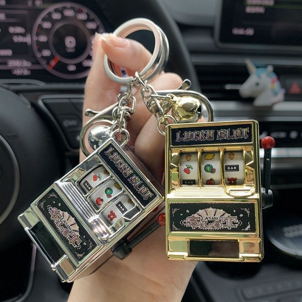 水果儿童扭蛋机投币游戏机迷你老虎机 新款老虎机挂件-红色 铃铛