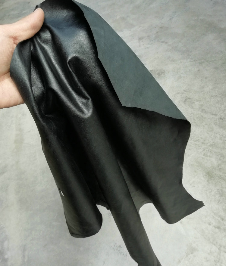 5mm黑色头层绵羊皮皮料柔软薄皮衣修补服装面料手工diy真皮整张 0.