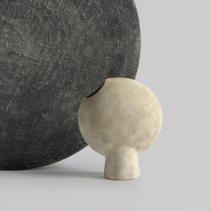 陶艺花瓶侘寂风纯手工抽象几何花器现代简约艺术摆件民宿样板房 w款