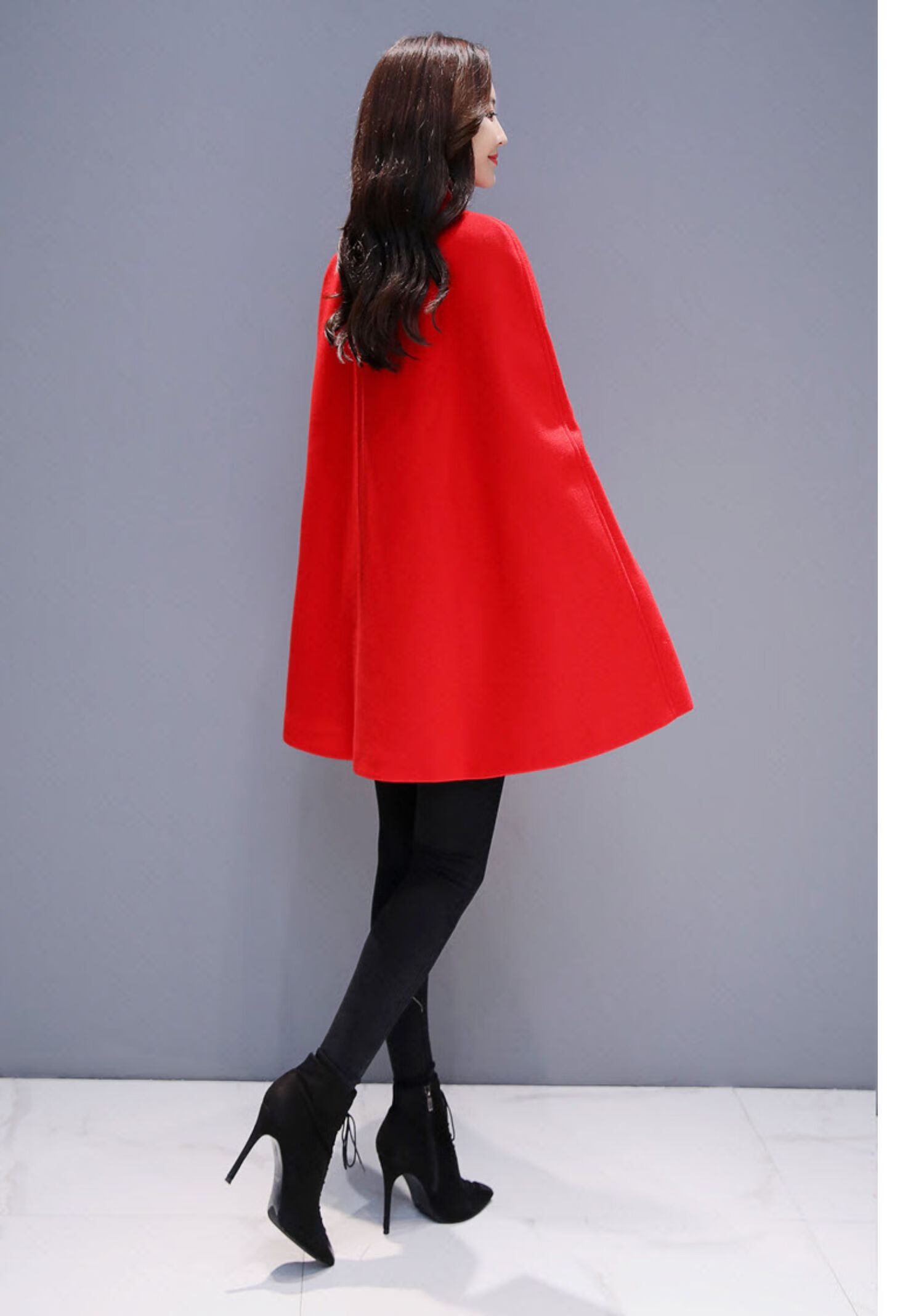 mirror披肩斗篷外套女秋冬赫本风毛呢大衣2020年新款中长款呢子披风