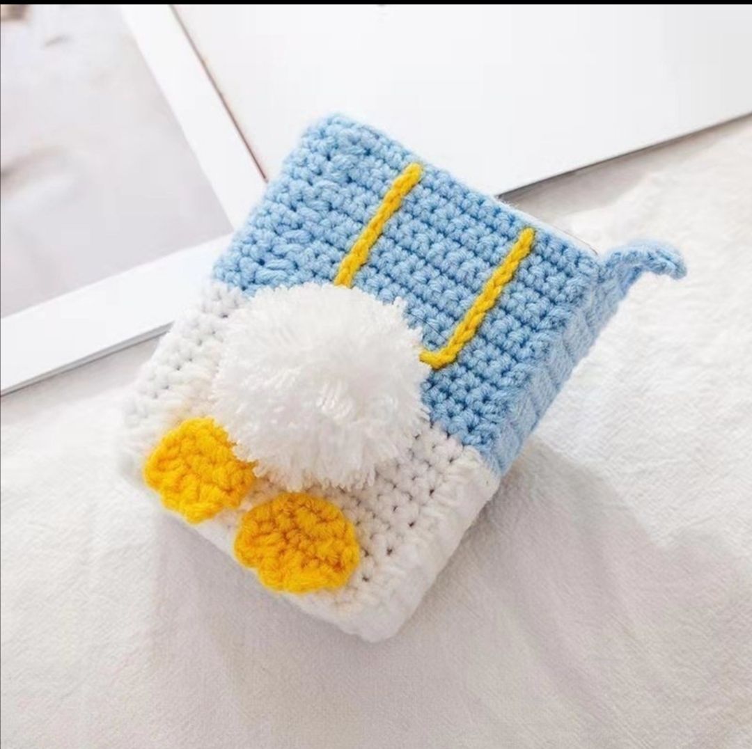 栩傲宏手工编织烟盒套软盒毛线diy材料包针织烟盒男朋友爸爸礼物黄色