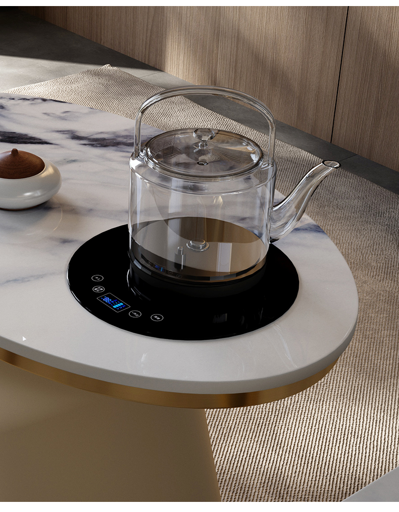 mev品牌移动茶台烧水壶一体家用轻奢现代阳台茶车办公室岩板茶桌设计