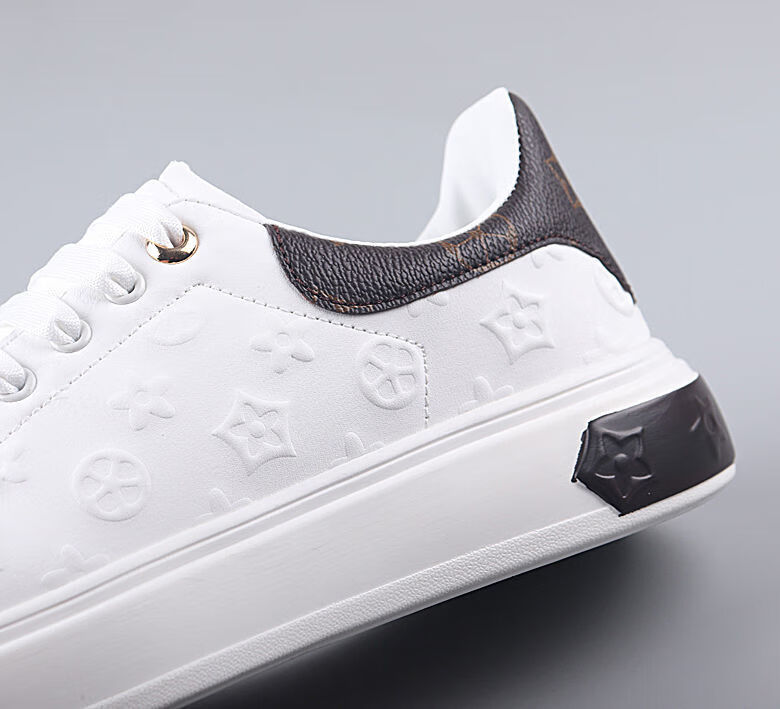 wonst麦卡伦小白鞋春季皮面印花潮牌运动休闲鞋情侣风潮流板鞋 白棕色