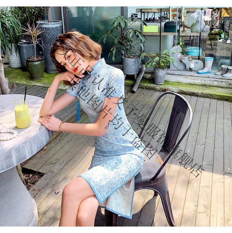 一珂·锦绣四小姐龙笛蕾丝夏季中长款改良时尚年轻少女端正大气旗袍