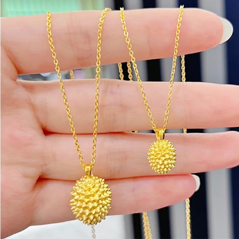 黄金项链女士18k金榴莲吊坠999水果3d硬金送老婆女友生日礼物 榴莲