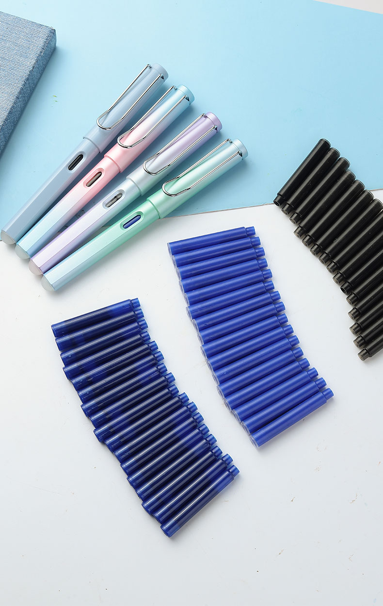 众强 热可擦钢笔墨囊50支小学生专用魔力擦墨囊晶蓝色墨蓝黑色墨.