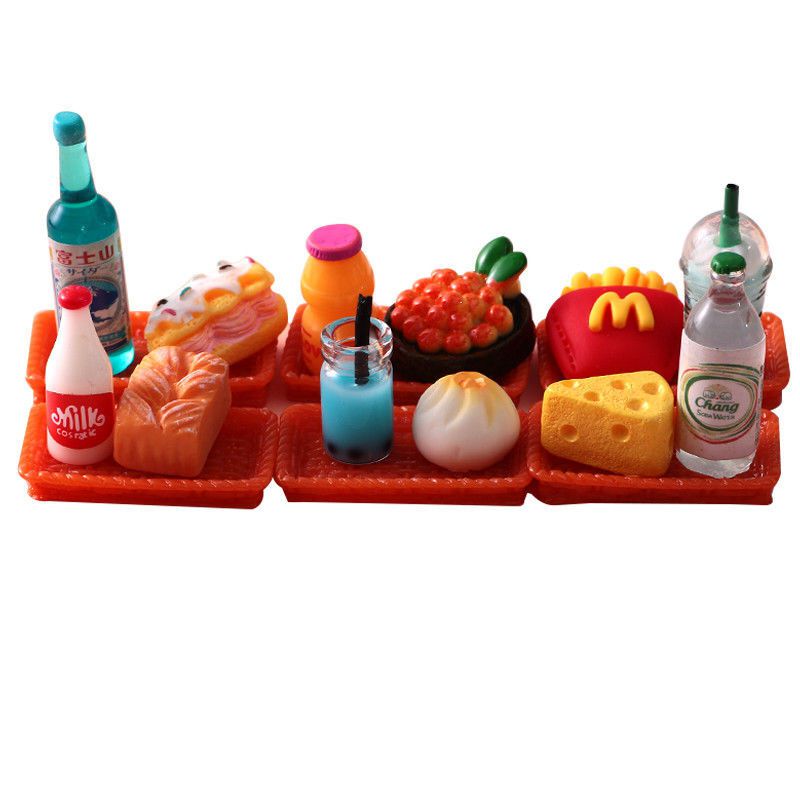 微缩迷你模型仿真食物食玩盲袋散货树脂瓶子配件diy玩具摆件10个食物1