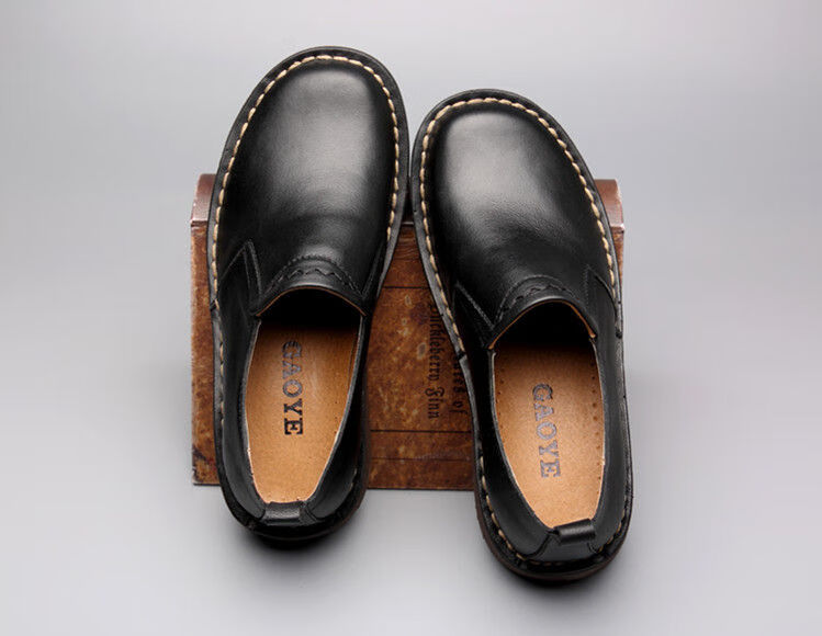 七匹狼睿品专卖店 男士工装鞋 夏季头层牛皮真皮大头皮鞋男宽头真皮