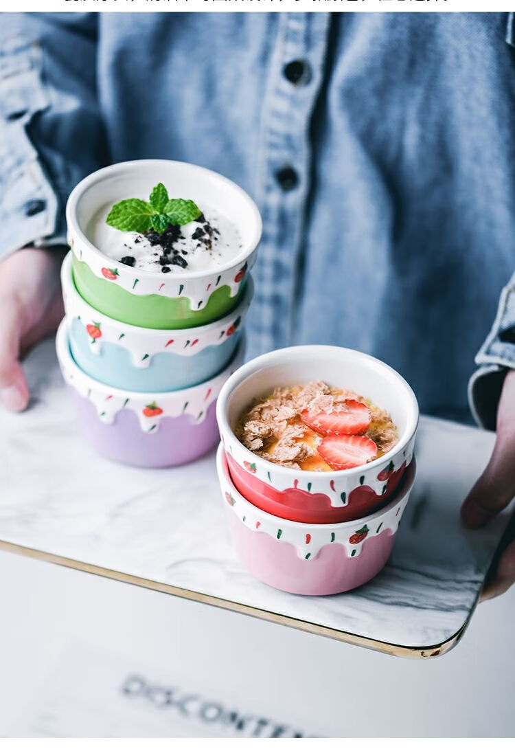 陶瓷创意烤碗单个甜品布丁杯家用烤箱烘培餐具蒸蛋烤碗烤盅 舒芙蕾烤