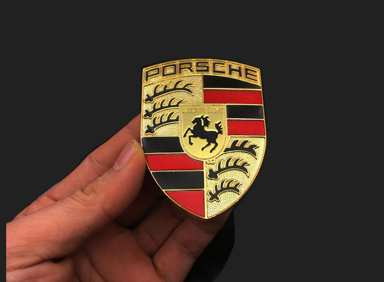 适用于保时捷车标贴跑车方向盘标个性能标志贴金属车标贴法拉利叶子板