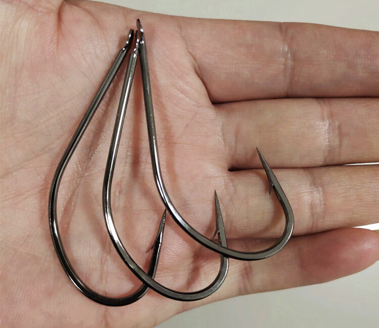 大号丸世散装有倒刺海钓加大歪嘴长柄锚管付 带孔丸世钩20号(50枚)