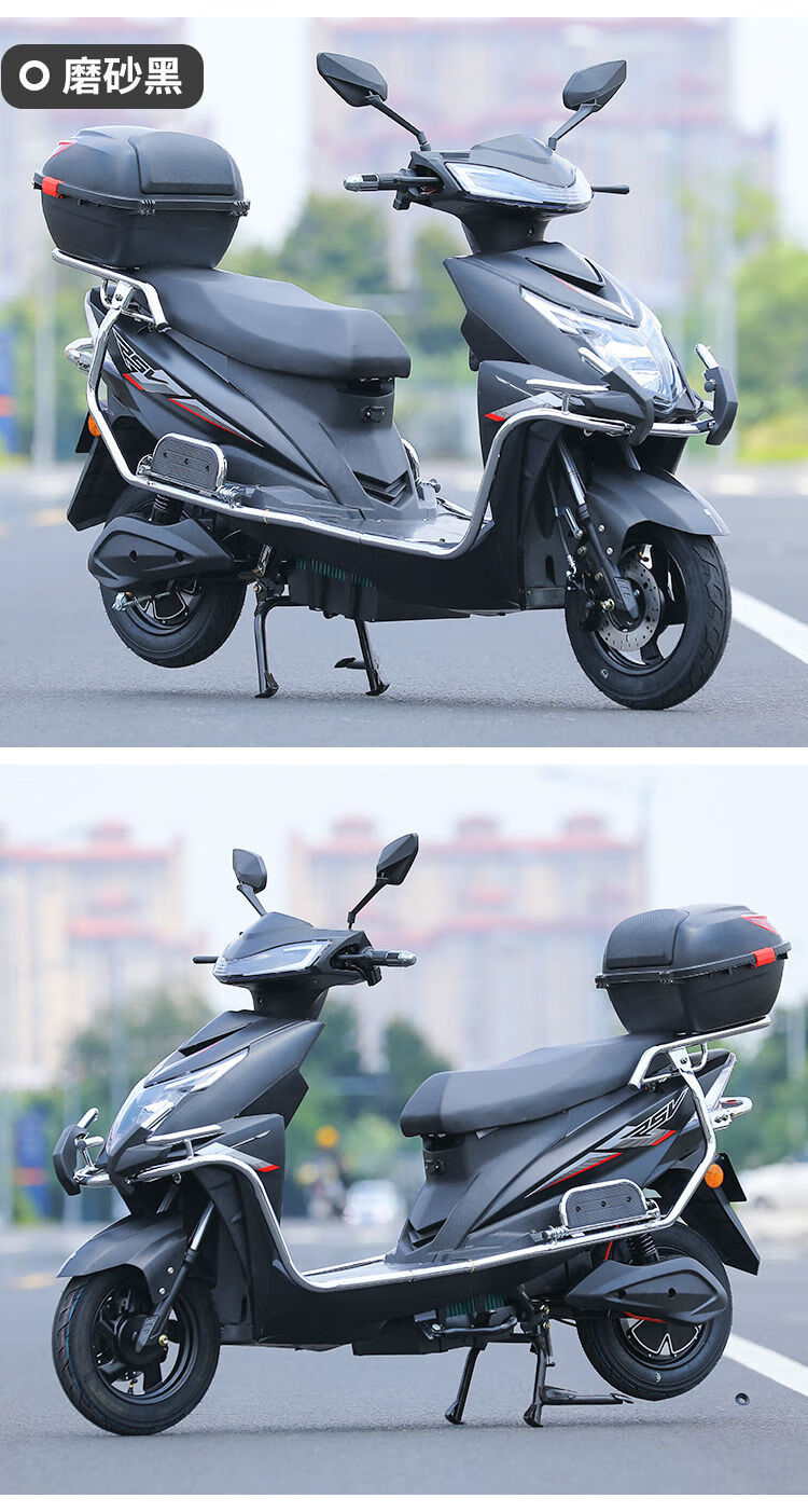 2022年电动车成人72v长跑爬坡王60v电瓶车外卖锂电电动摩托车铃木红送