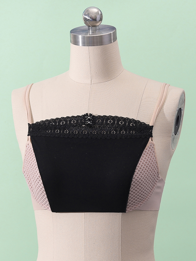 必菩抹胸布魔力胸巾蕾丝花边莫代尔遮胸衣低领无痕胸贴黑色l